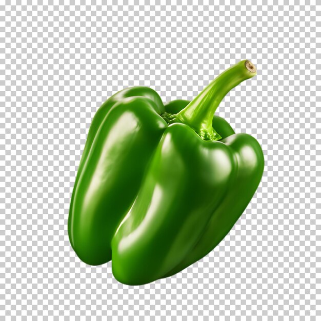 Fresh green sweet pepper isolated on transparent background