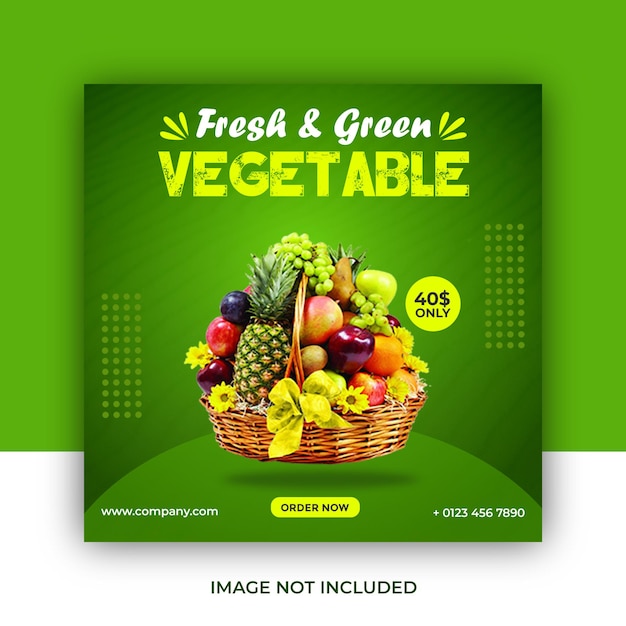 Fresh and green vegetable sale social media instagram post template