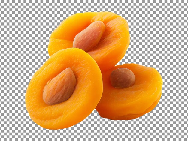 PSD fresh group of dried apricots isolated on transparent background