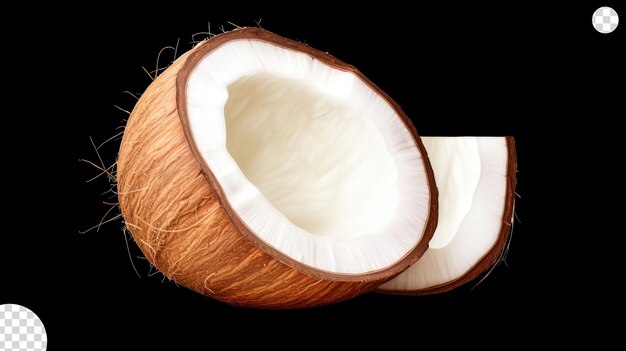 PSD fresh half coconut png transparent