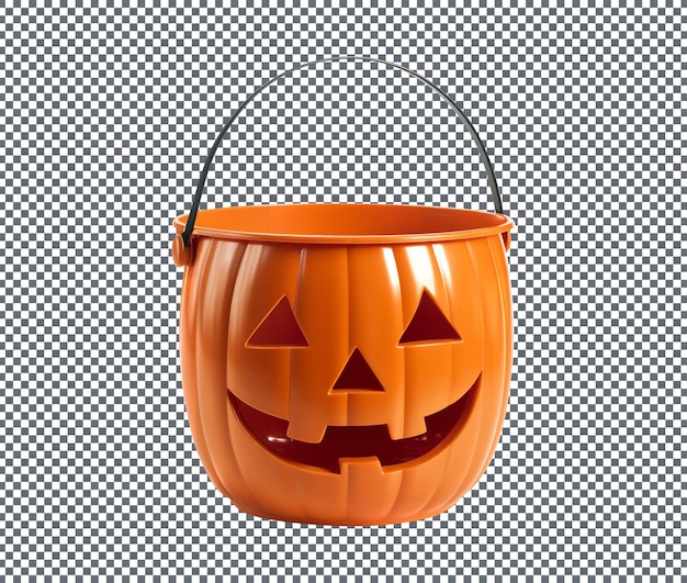 PSD fresh halloween pumpkin bucket isolated on transparent background