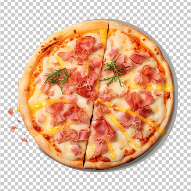 PSD 투명한 배경에 치즈를 넣은 신선한 햄 피자
