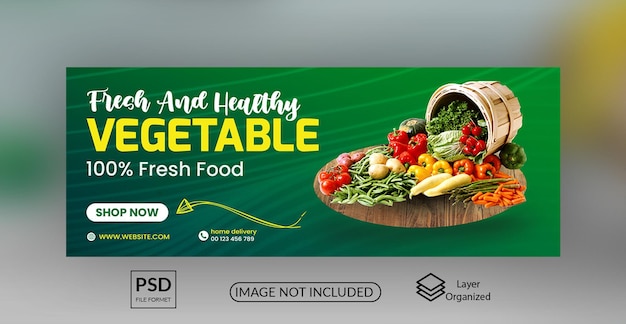 PSD fresh healthy delicious vegetables facebook cover template