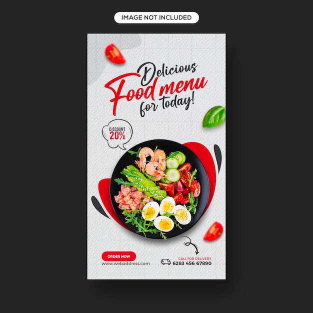 Fresh and healthy food promotion social media and instagram story banner template design