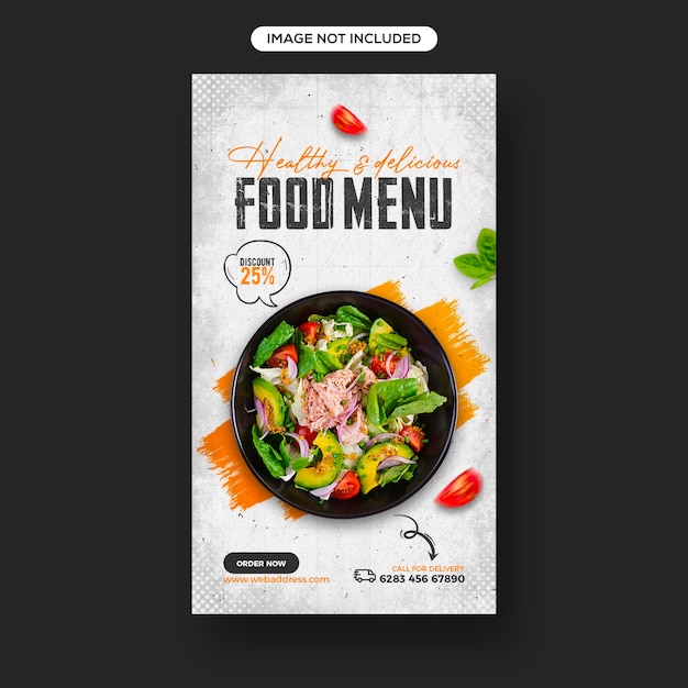 Fresh and healthy food promotion social media and instagram story banner template design