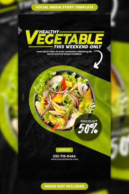 PSD fresh and healthy food promotion social media and instagram story template