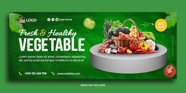 PSD fresh  healthy vegetable facebook cover web banner template