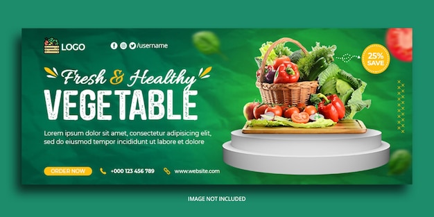 Fresh  healthy vegetable facebook web banner template