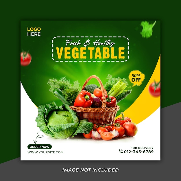 Fresh amp Healthy Vegetable and grocery web banner design template Premium Psd