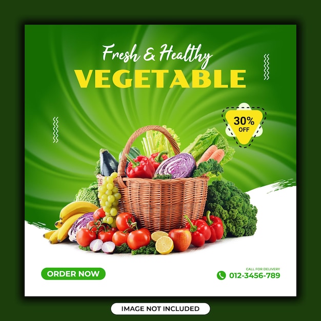 Fresh and healthy vegetable shop social media post design