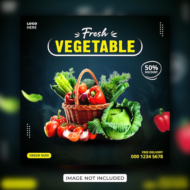 Modello di banner di promozione post instagram di social media vegetale fresco e sano