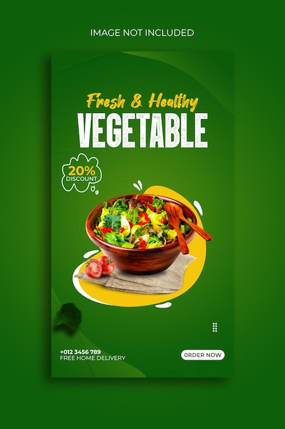 Fresh and Healthy vegetable social media instagram stories template