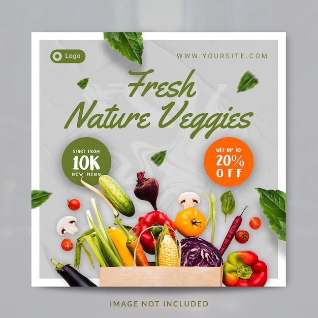 Fresh and healthy vegetables store promotion social media post or banner template