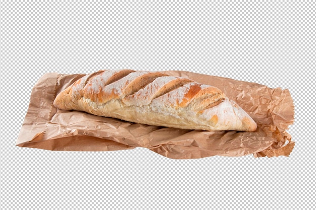 Fresh homemade yeast rustic bread with transparent background png