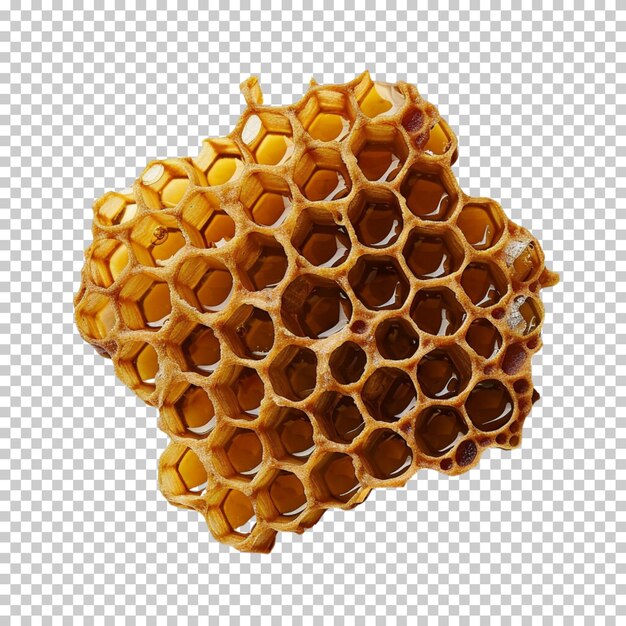 Fresh honeycomb with honey drop isolated on transparent background