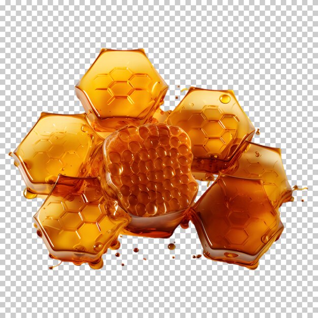 Fresh honeycombs isolated on transparent background