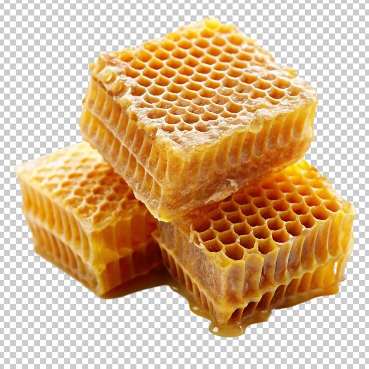 fresh honeycombs on white background