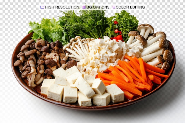 fresh hot pot ingredients on a clean plate