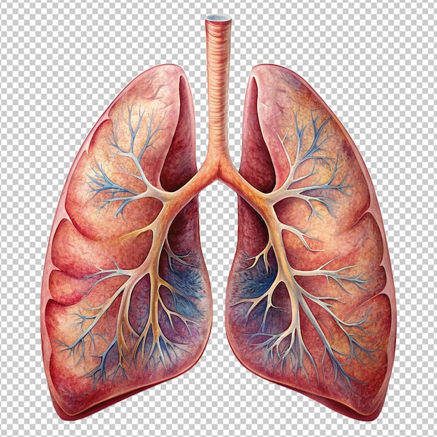 PSD fresh human lungs on transparent background