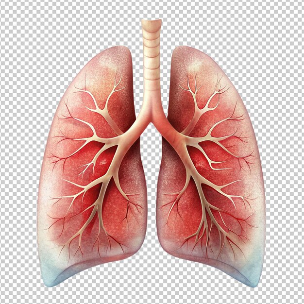 PSD fresh human lungs on transparent background