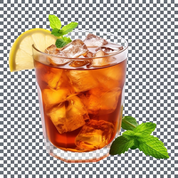 PSD fresh iced tea glass isolated on transparent background