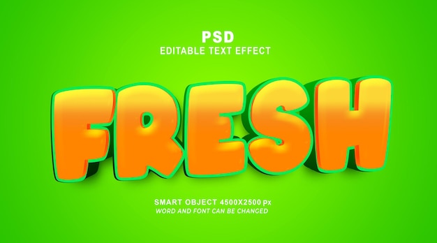 Fresh juice 3d editable text effect photoshop template