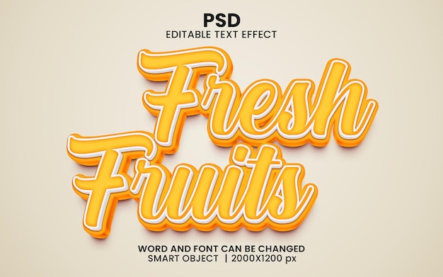 Fresh juice 3d editable text effect style premium psd with background