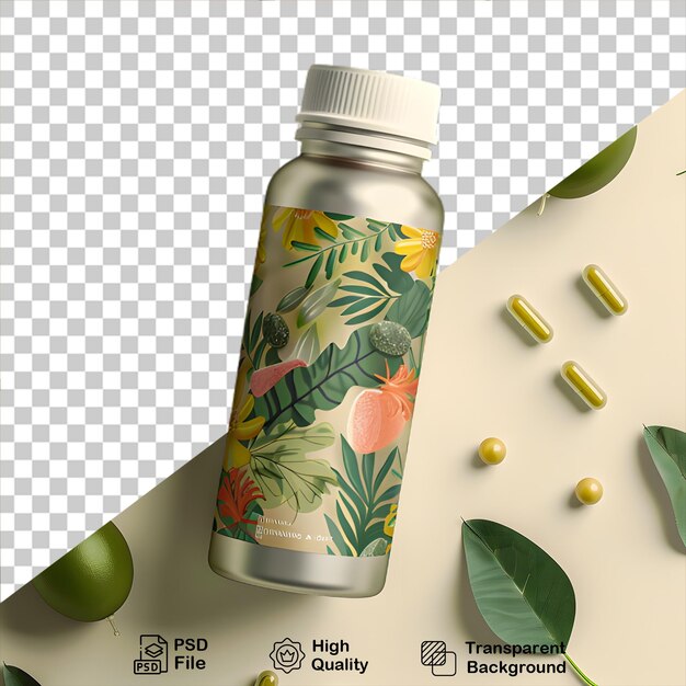 PSD fresh juice glass bottle mockup isolated on transparent background include png file