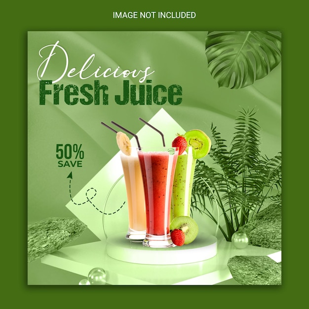 PSD fresh juice social media banner template.