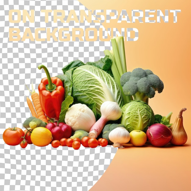 PSD fresh and juicy vegetables against a transparent background