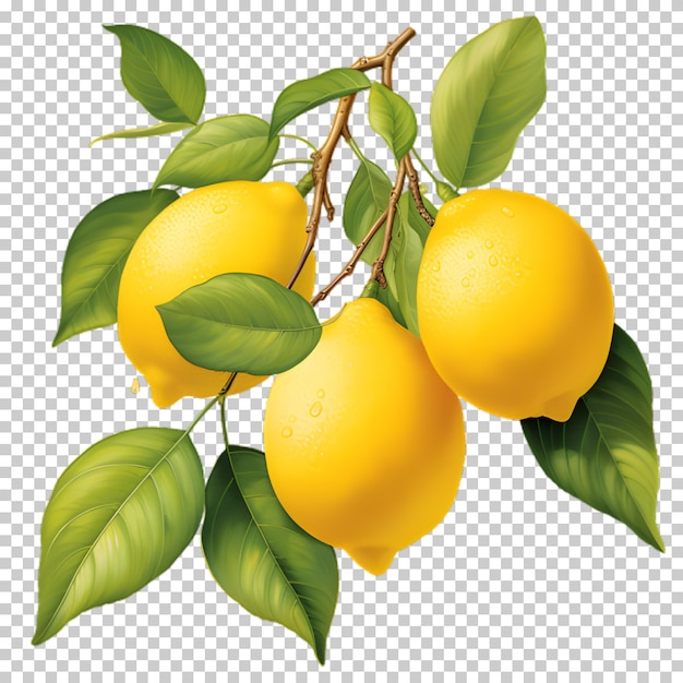 PSD 透明な背景の新鮮なレモンの果物