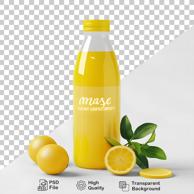Fresh lemon juice glass isolated on transparent background include png file