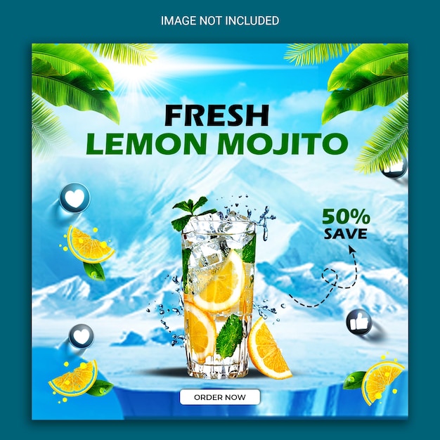 PSD fresh lemon social media banner.