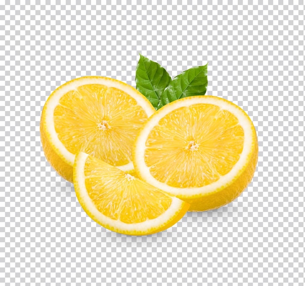 PSD 잎이 분리된 신선한 레몬 premium psd