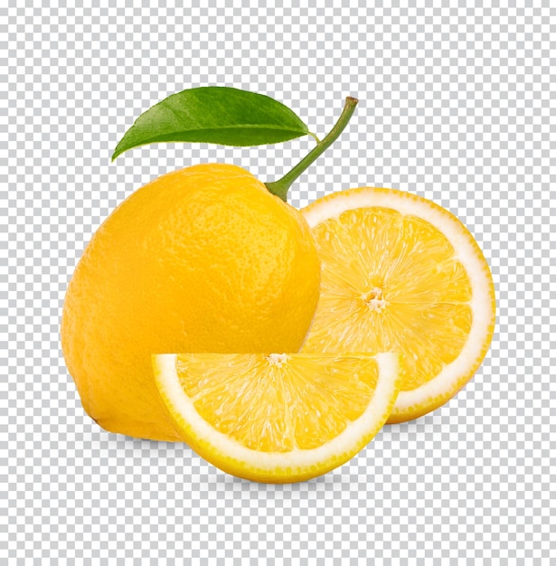 Fresh lemon with leaves isolated premium psd