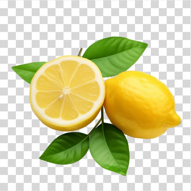 Fresh lemon with leaves