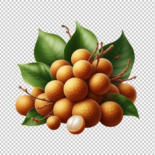 Fresh longan with leaves isolated premium psd ai generative