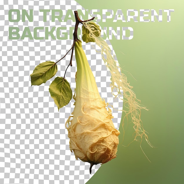 PSD fresh luffa gourd with stem not peeled on a transparent background