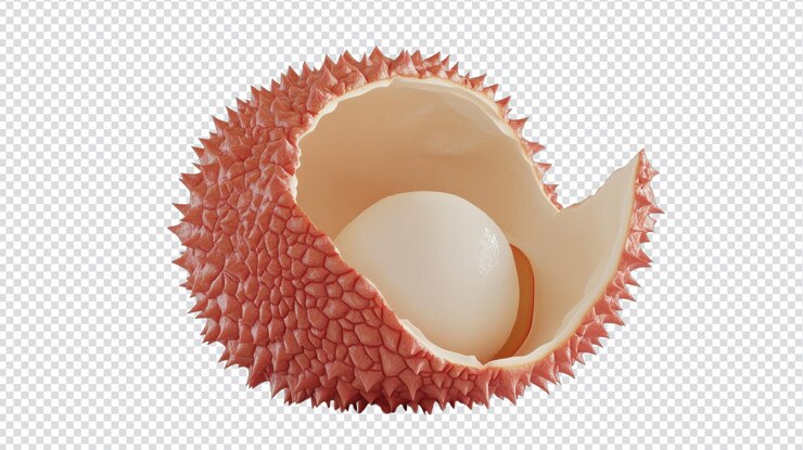 PSD a fresh lychee fruit peeled open to reveal its juicy flesh perfect for culinary use and healthy snacking options