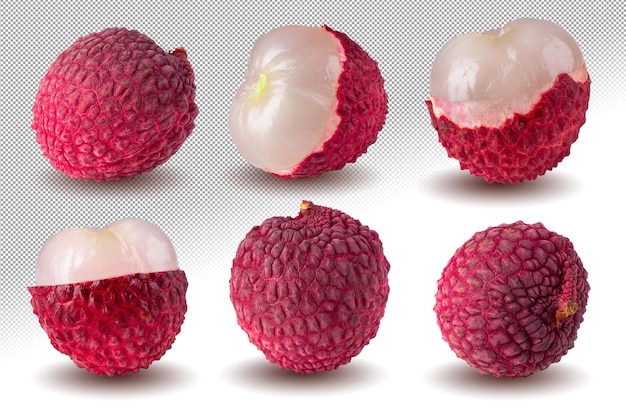 PSD litchi freschi o frutti di litchi isolati su sfondo alfa