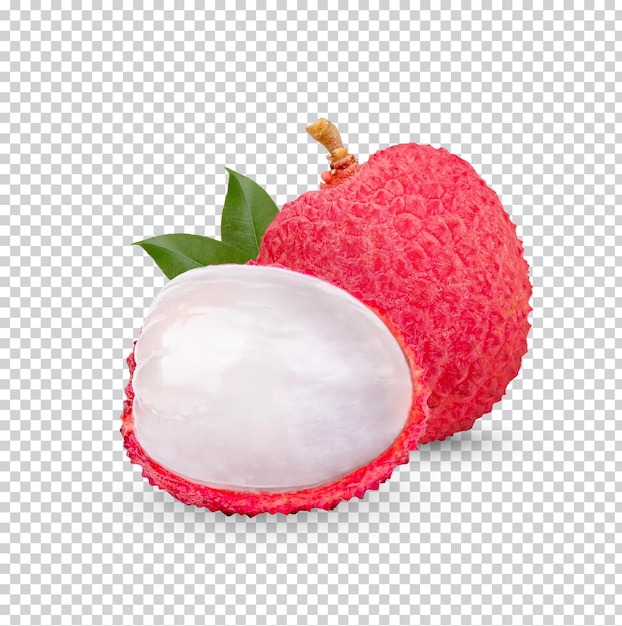 Fresh lychee with leaves isolated Premium PSD