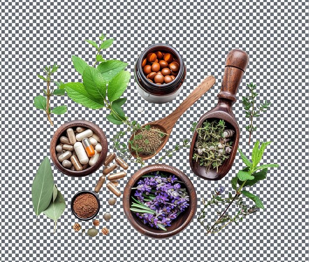 PSD fresh and magnificent traditional medicine isolated on transparent background