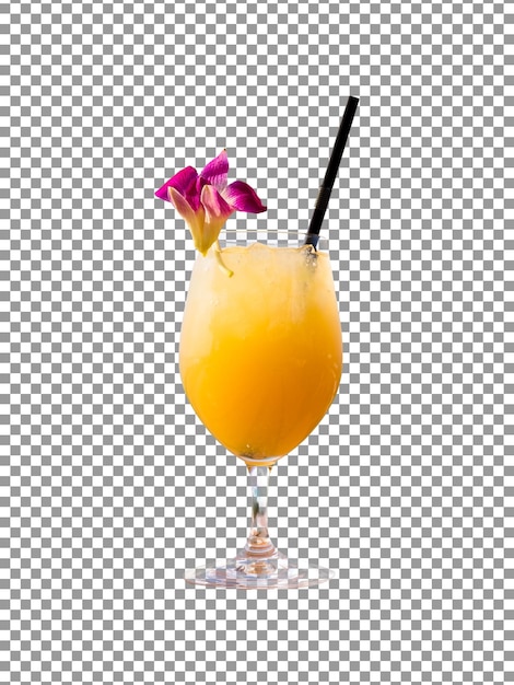 PSD fresh mango juice in a glass cocktail with transparent background