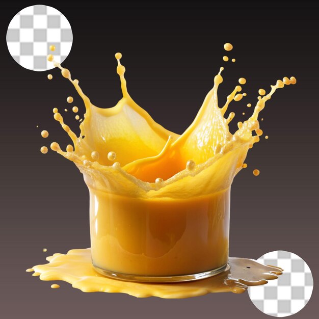 Fresh mango smoothie on transparent background