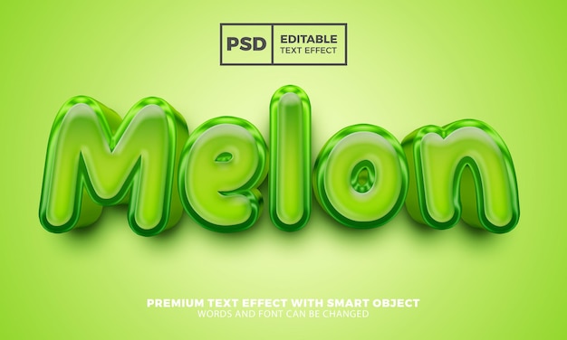 Fresh melon 3d editable text effect style premium psd