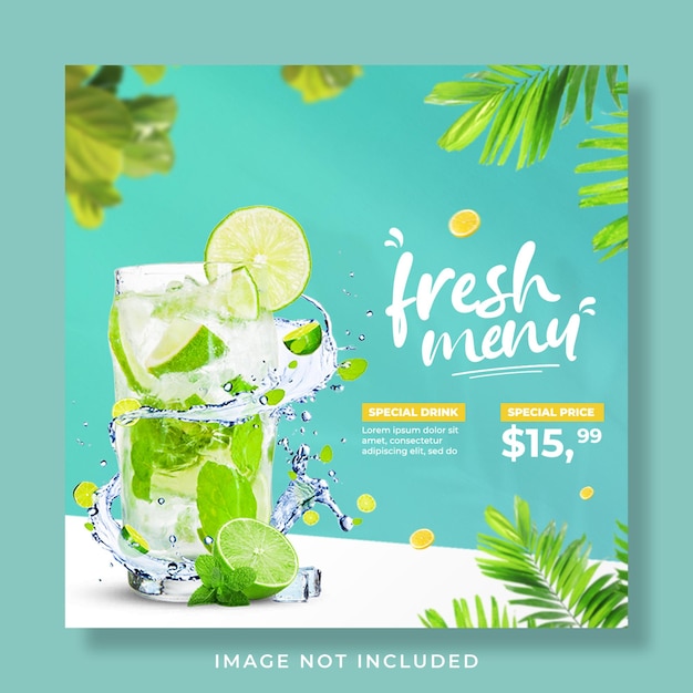 PSD fresh menu promotion social media instagram post banner template