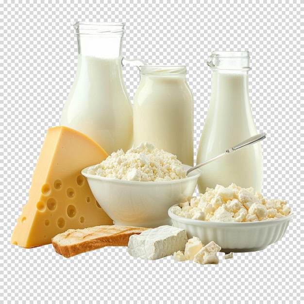 PSD Свежее молоко и молочные продукты изолированы на прозрачном фоне всемирный день молока