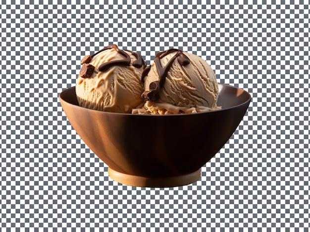 PSD fresh mocha ice cream bowl isolated on a transparent background