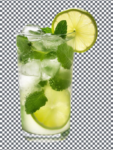 Fresh mojito drink glass isolated on transparent background