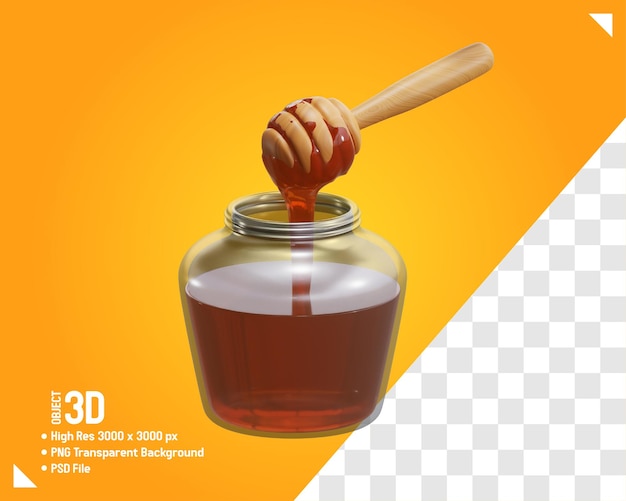 PSD fresh natural honey jar realistic 3d object icon